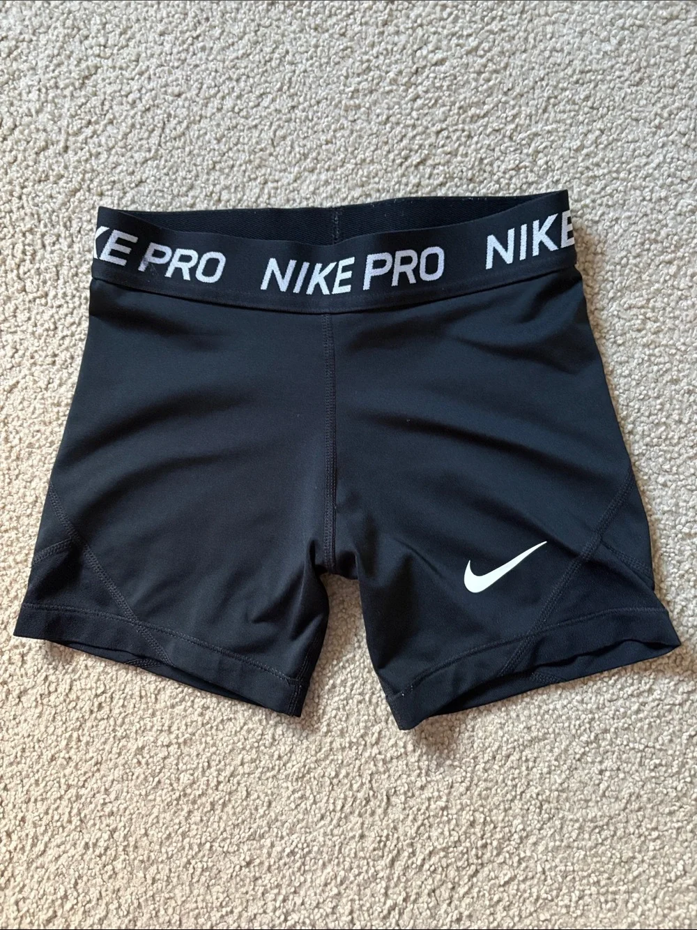 Nike Black Pro Compression Bike Shorts with White Logo and NIKE PRO Waistband